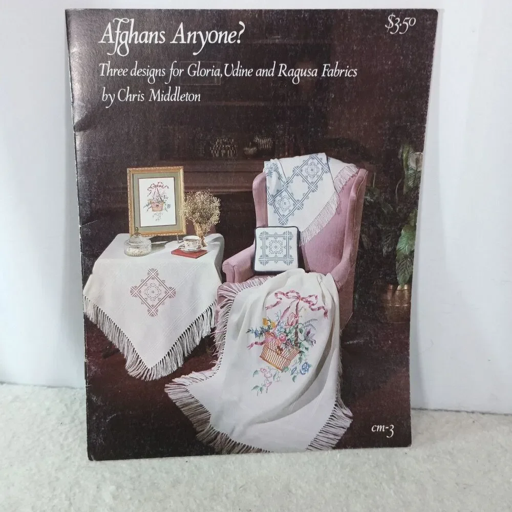 Vintage 1982 Afghans Anyone Chris Middleton Cross Stitch Pattern Book CM-3